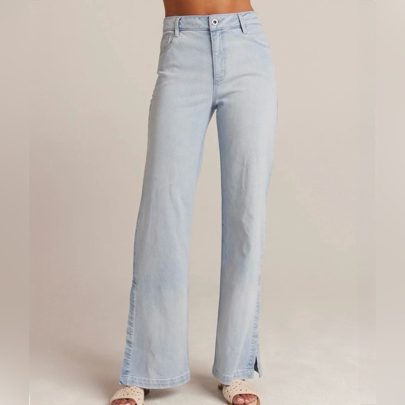 Bella Dahl Denim - Bella Dahl Side Slit Jeans Ocean Mist size 28 Wide Leg Boho Coastal Chic